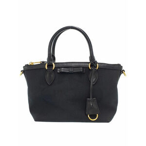 Prada Logo Jacquard 2Way Handbag canvas Black